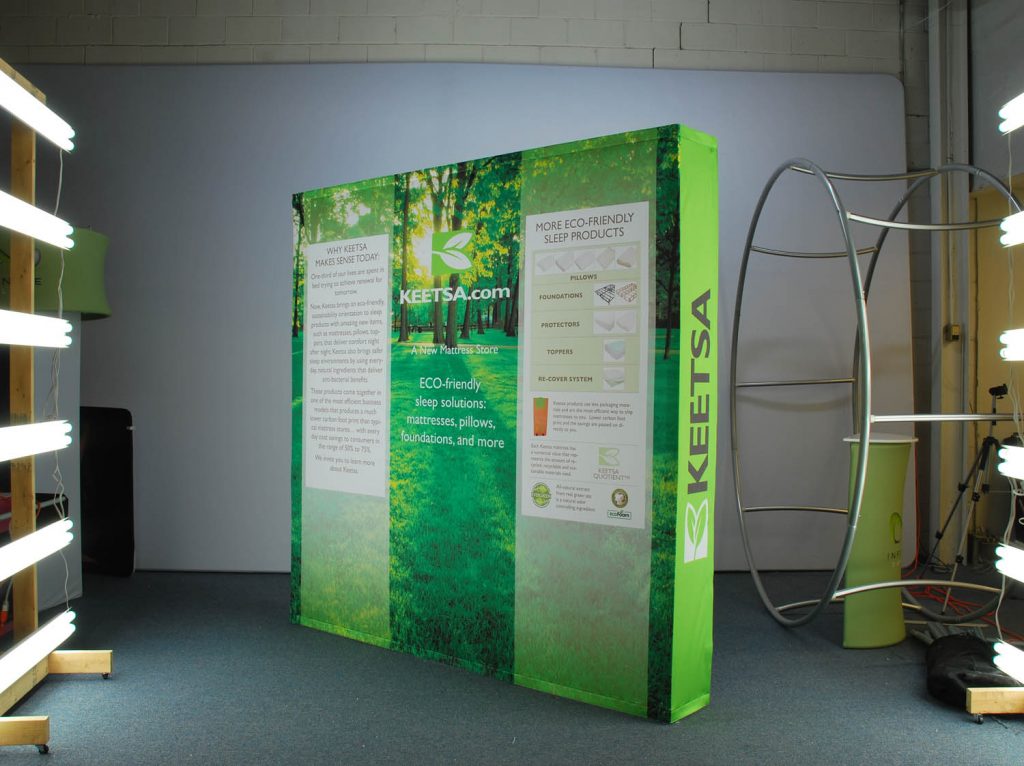 portable display, fabric pop-up with side walls